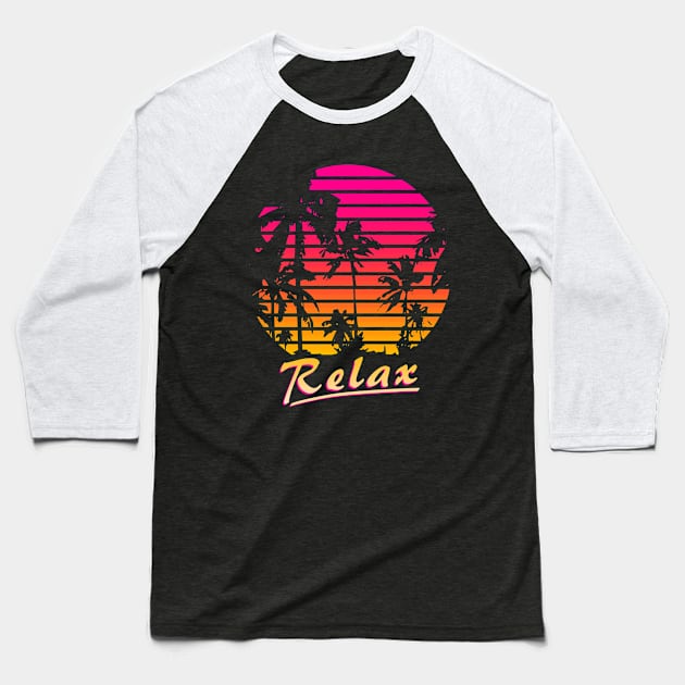 Relax Sunset Baseball T-Shirt by Nerd_art
